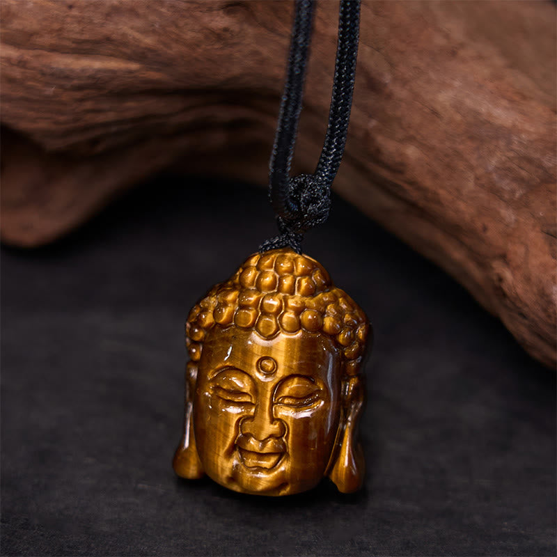 Tiger Eye String Buddha Head Courage Necklace Pendant - Image 6