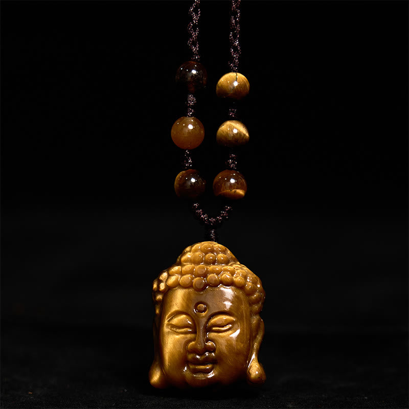 Tiger Eye String Buddha Head Courage Necklace Pendant - Image 16