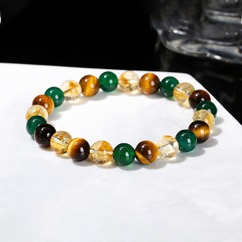Natural Tiger Eye Green Agate Citrine Mix And Match Beads Protection Bracelet - Image 12