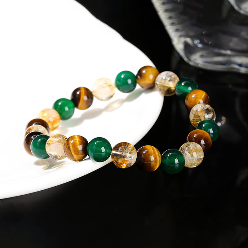 Natural Tiger Eye Green Agate Citrine Mix And Match Beads Protection Bracelet - Image 6