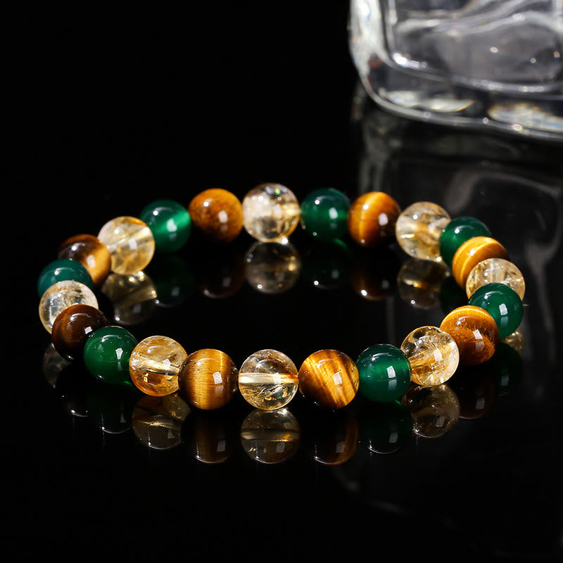 Natural Tiger Eye Green Agate Citrine Mix And Match Beads Protection Bracelet - Image 13