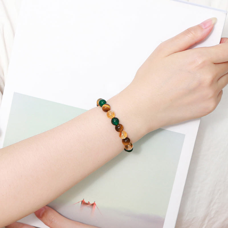 Natural Tiger Eye Green Agate Citrine Mix And Match Beads Protection Bracelet - Image 7