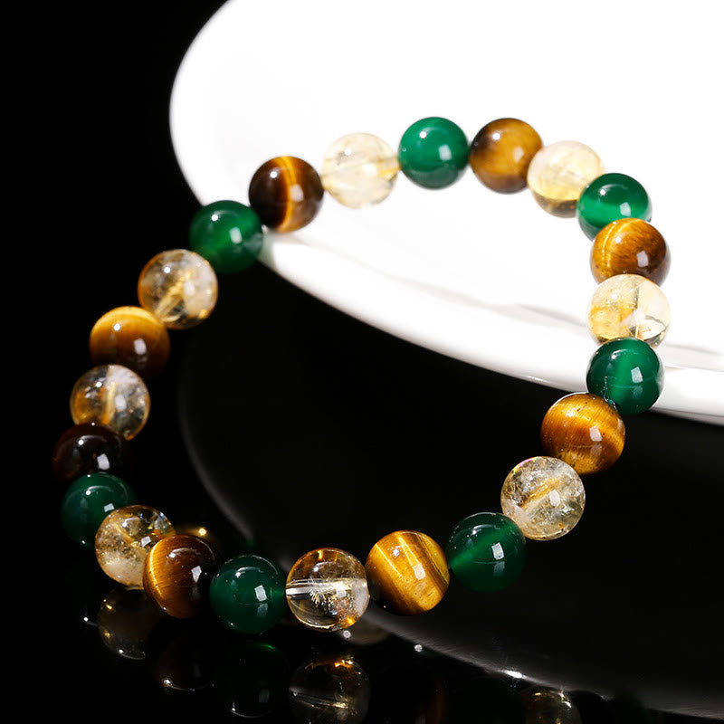 Natural Tiger Eye Green Agate Citrine Mix And Match Beads Protection Bracelet - Image 3