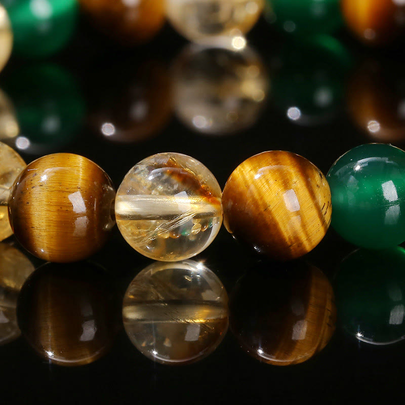 Natural Tiger Eye Green Agate Citrine Mix And Match Beads Protection Bracelet - Image 11