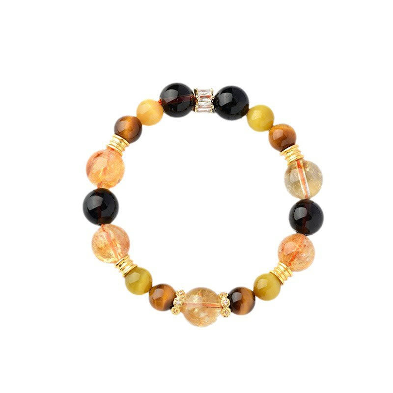 Natural Citrine Smoky Quartz Tiger Eye Duobao Crystal Prosperity Bracelet - Image 10