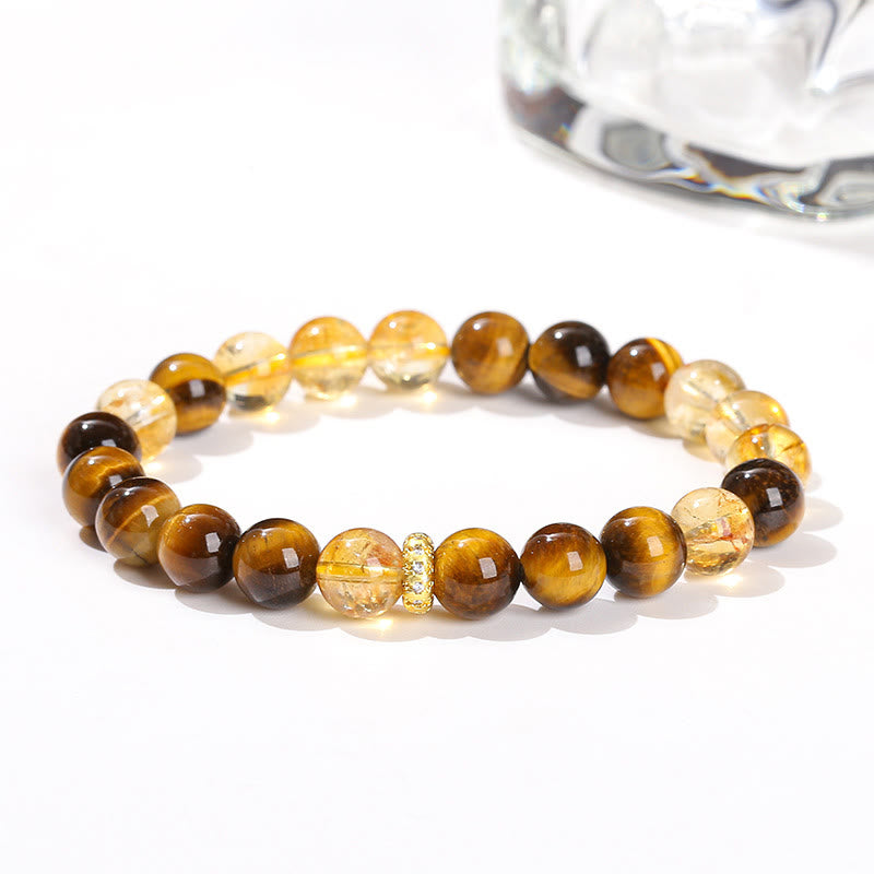 Natural Tiger Eye Citrine Beads Strength Bracelet