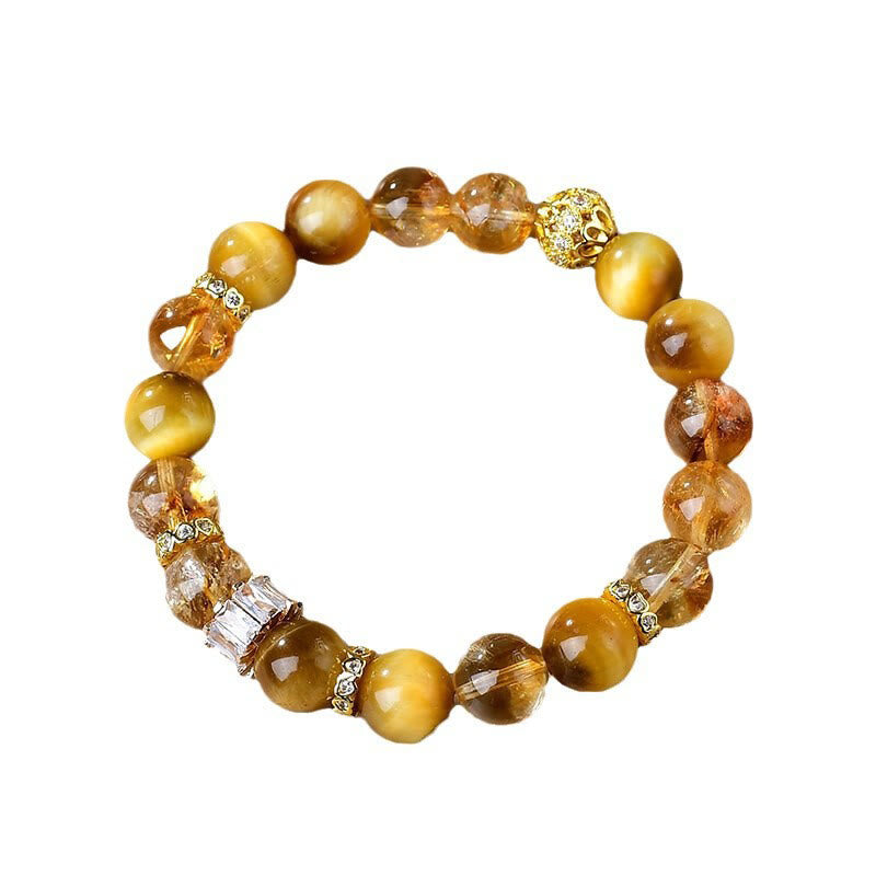 Natural Tiger Eye Citrine Beads Strength Courage Bracelet - Image 5