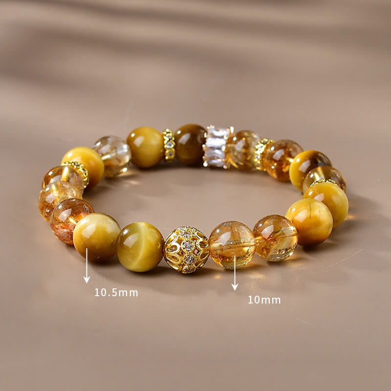 Natural Tiger Eye Citrine Beads Strength Courage Bracelet - Image 3