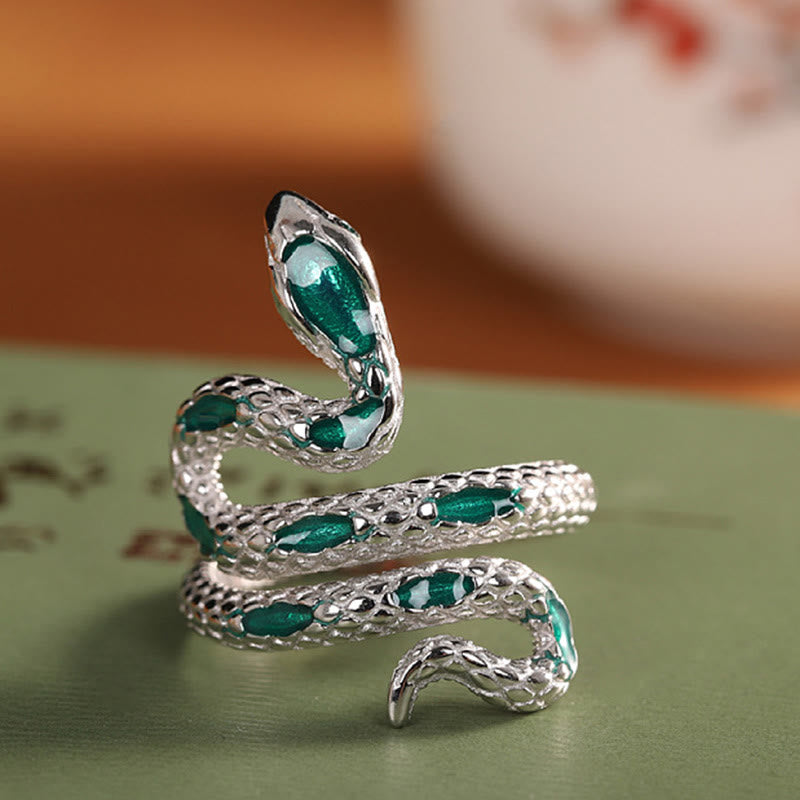 925 Sterling Silver Year Of The Snake Adjustable Blessing Ring - Image 8