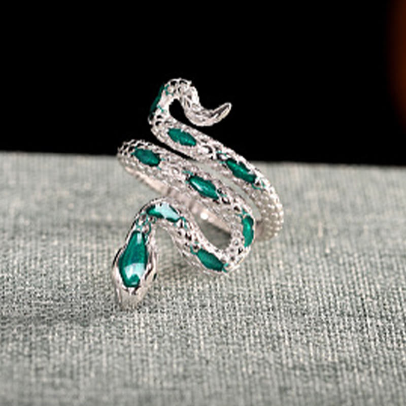 925 Sterling Silver Year Of The Snake Adjustable Blessing Ring - Image 9