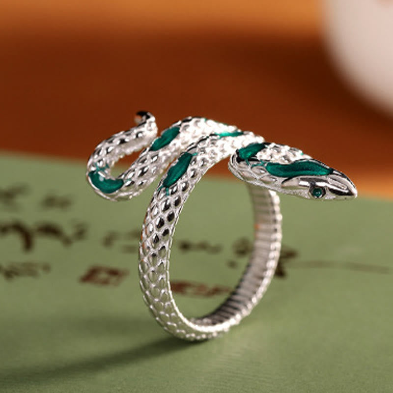 925 Sterling Silver Year Of The Snake Adjustable Blessing Ring - Image 3