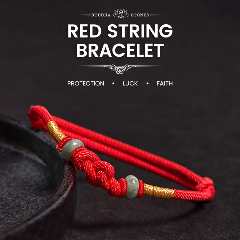 Red String Jade Luck Fortune Knot Braided Couple Bracelet