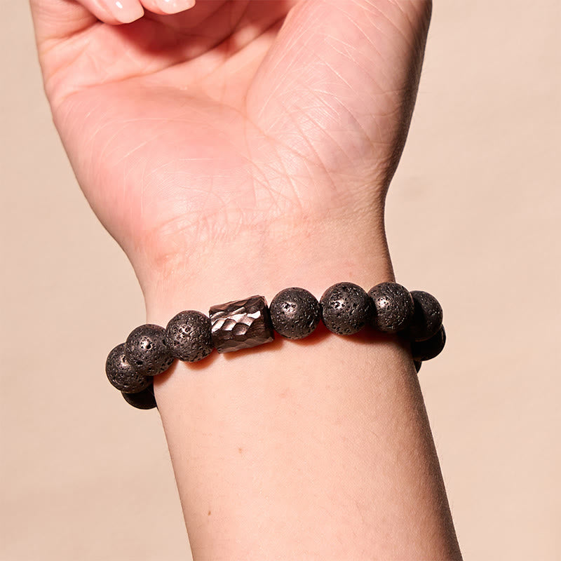 Lava Rock Ebony Wood Tiger Eye Healing Bracelet - Image 3