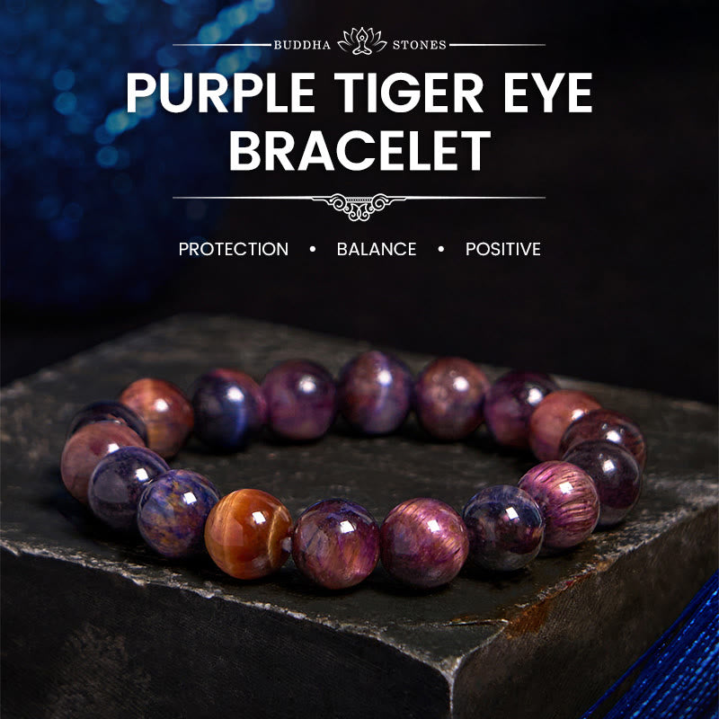 Natural Purple Tiger Eye Protection Strength Bracelet