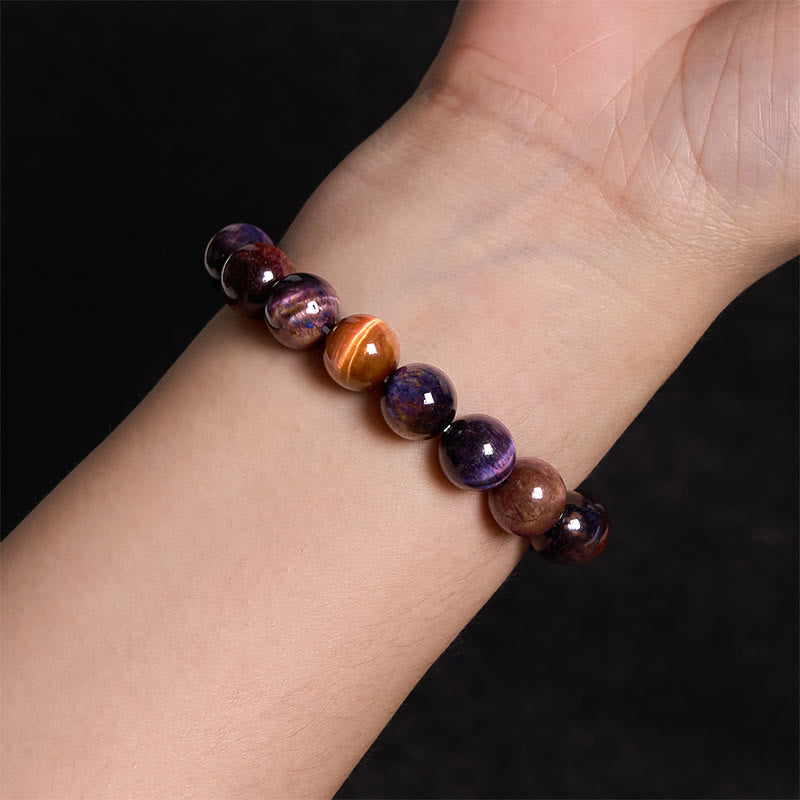 Natural Purple Tiger Eye Protection Strength Bracelet - Image 8