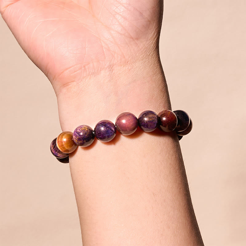 Natural Purple Tiger Eye Protection Strength Bracelet - Image 3