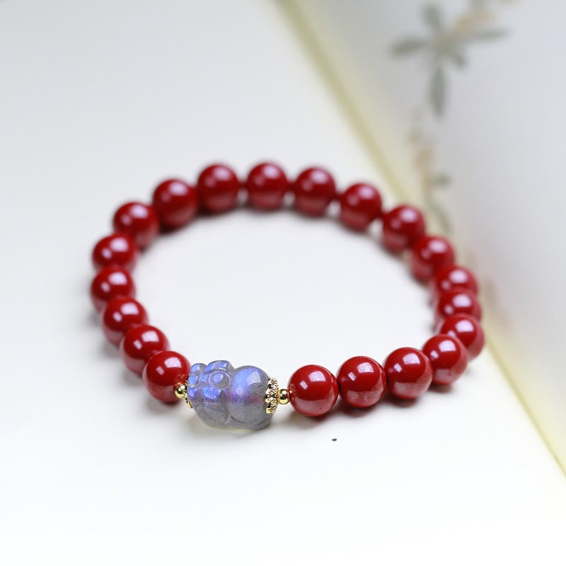 Cinnabar Moonstone PiXiu Blessing Bracelet