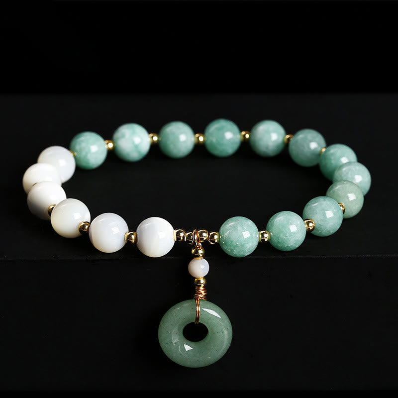 Jade Trochus Horseshoe Snail Peace Buckle Charm Abundance Bracelet