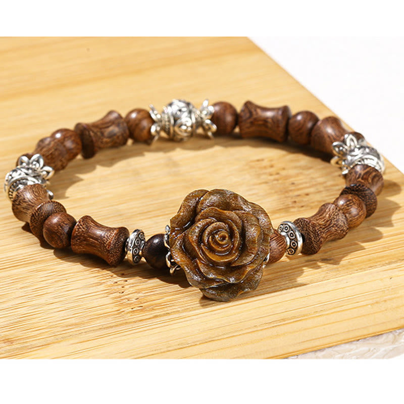 Sandalwood Bamboo Pattern Camellia Healing Bracelet - Image 12