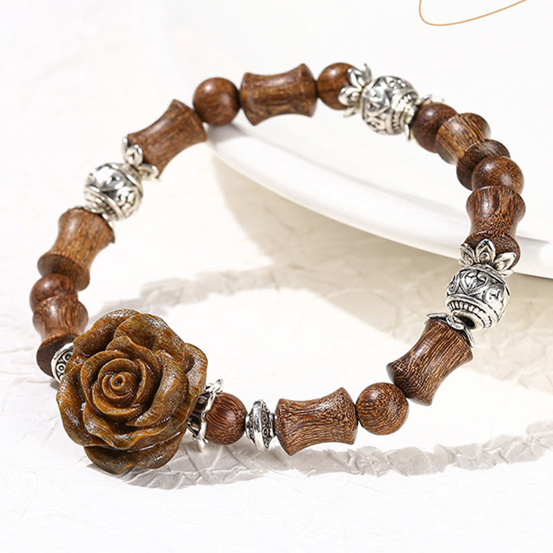 Sandalwood Bamboo Pattern Camellia Healing Bracelet - Image 10