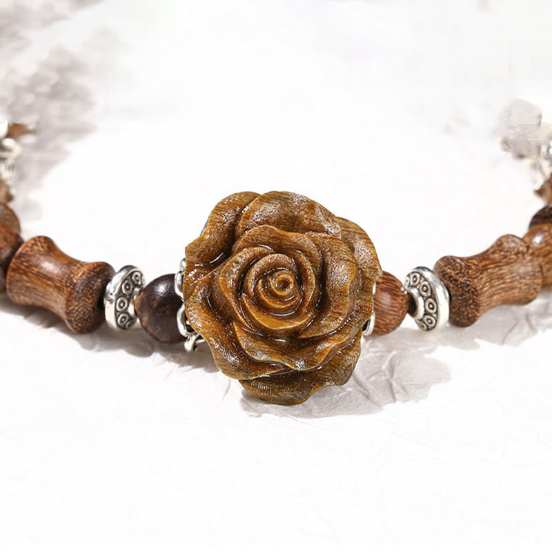 Sandalwood Bamboo Pattern Camellia Healing Bracelet - Image 13