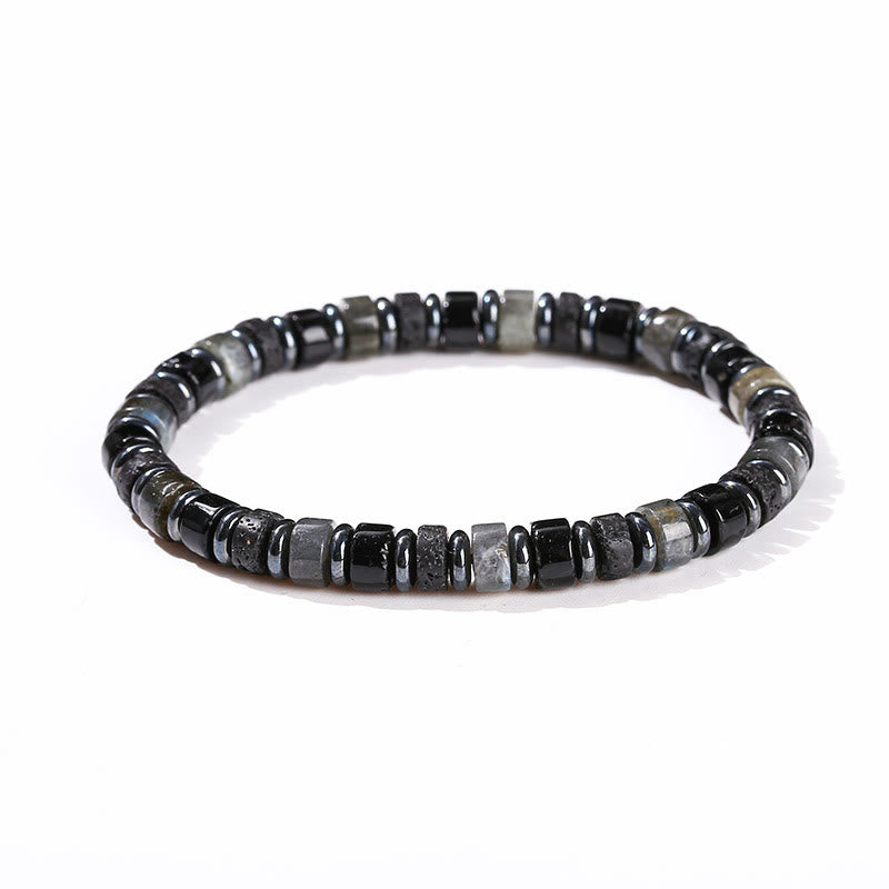 Hematite Turquoise Lazurite Lava Rock Black Glitter Stone Support Bracelet - Image 15