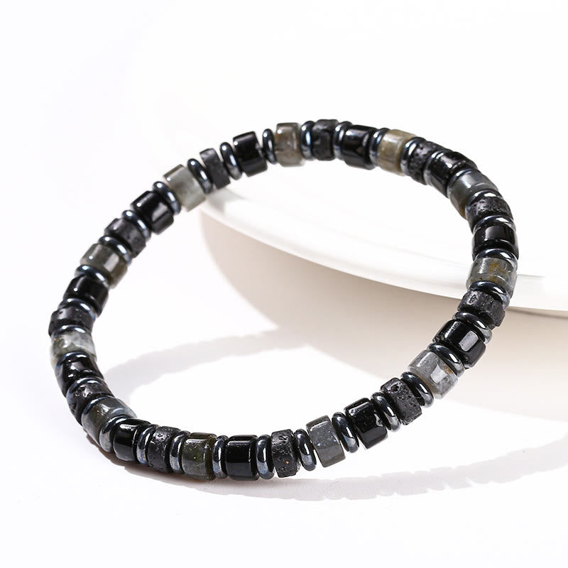 Hematite Turquoise Lazurite Lava Rock Black Glitter Stone Support Bracelet - Image 17