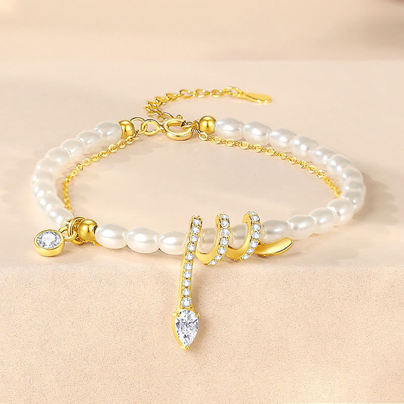 925 Sterling Silver Year Of The Snake Pearl Bracelet Necklace Pendant