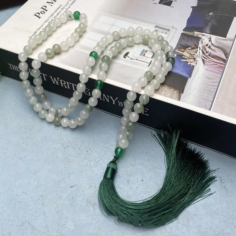 108 Mala Beads Natural Tianshan Jade Tassel Luck Bracelet
