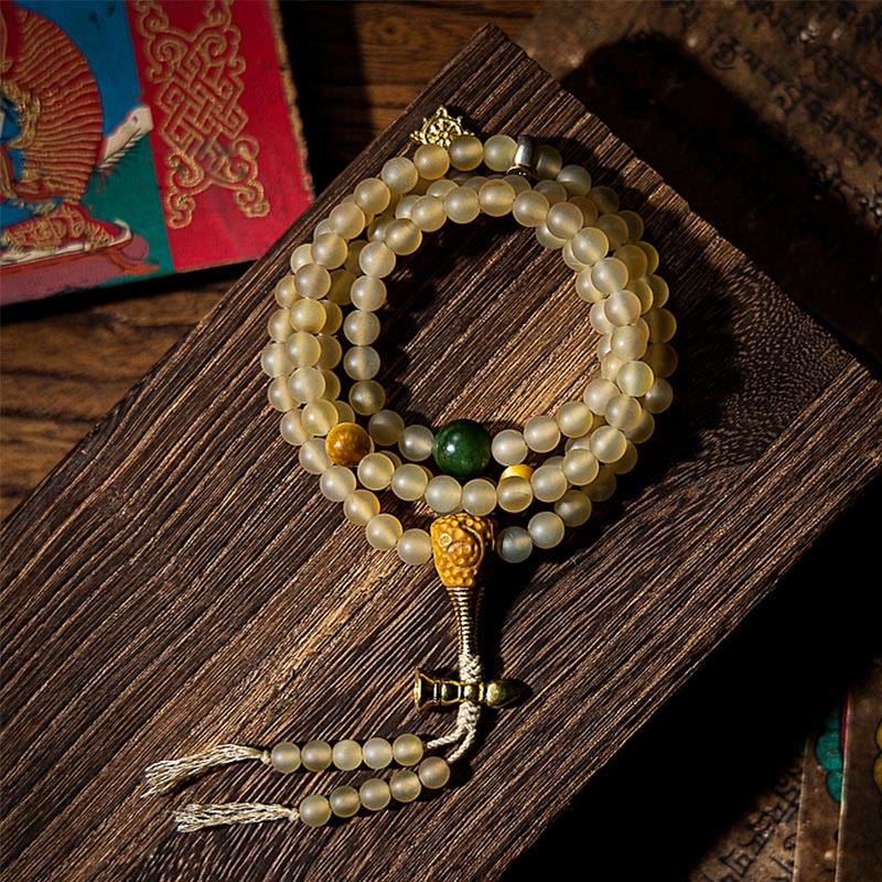 Tibet 108 Mala Beads Chinese Zodiac Natal Buddha Natural Sheep Horn Wealth Bracelet