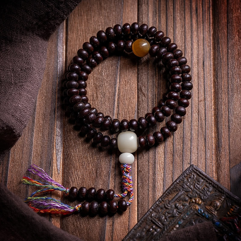 108 Mala Beads Bowl Bodhi Seed Colored Rope Peace Bracelet