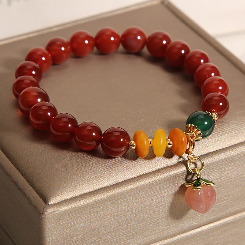 Red Agate Amber Peach Charm Self-acceptance Bracelet