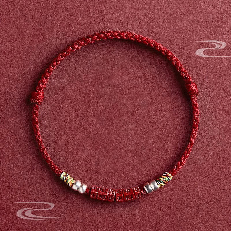 925 Sterling Silver Om Mani Padme Hum Cinnabar Blessing Child Adult Bracelet