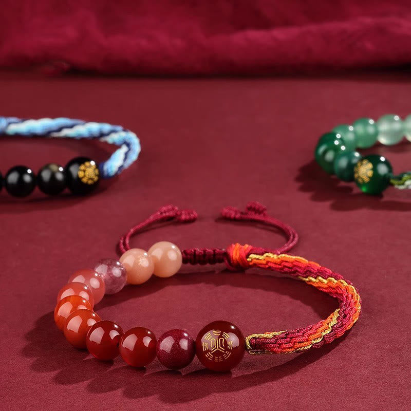 Five Elements Various Crystal Agate Wealth Reincarnation Knot Braid Bracelet