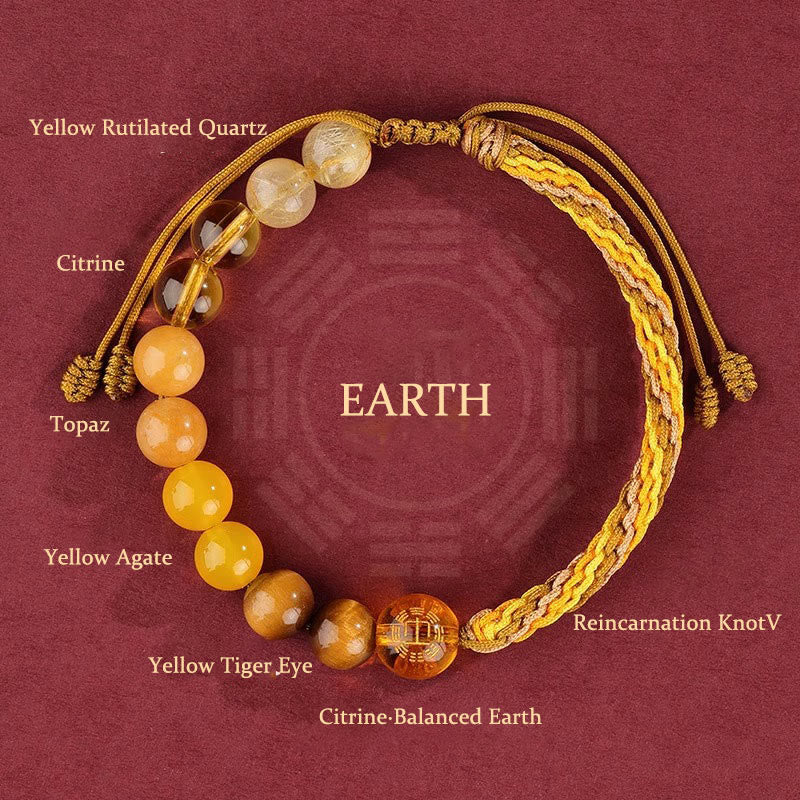 Five Elements Various Crystal Agate Wealth Reincarnation Knot Braid Bracelet - Image 25