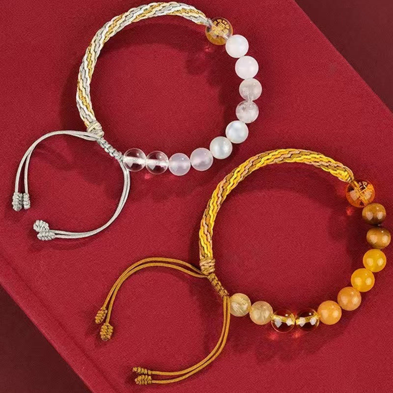 Five Elements Various Crystal Agate Wealth Reincarnation Knot Braid Bracelet - Image 5