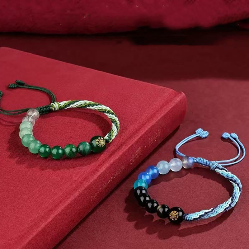 Five Elements Various Crystal Agate Wealth Reincarnation Knot Braid Bracelet - Image 10