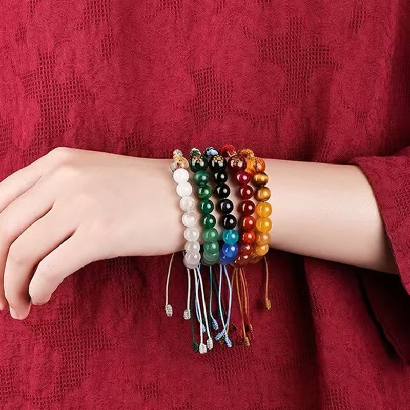 Five Elements Various Crystal Agate Wealth Reincarnation Knot Braid Bracelet - Image 26