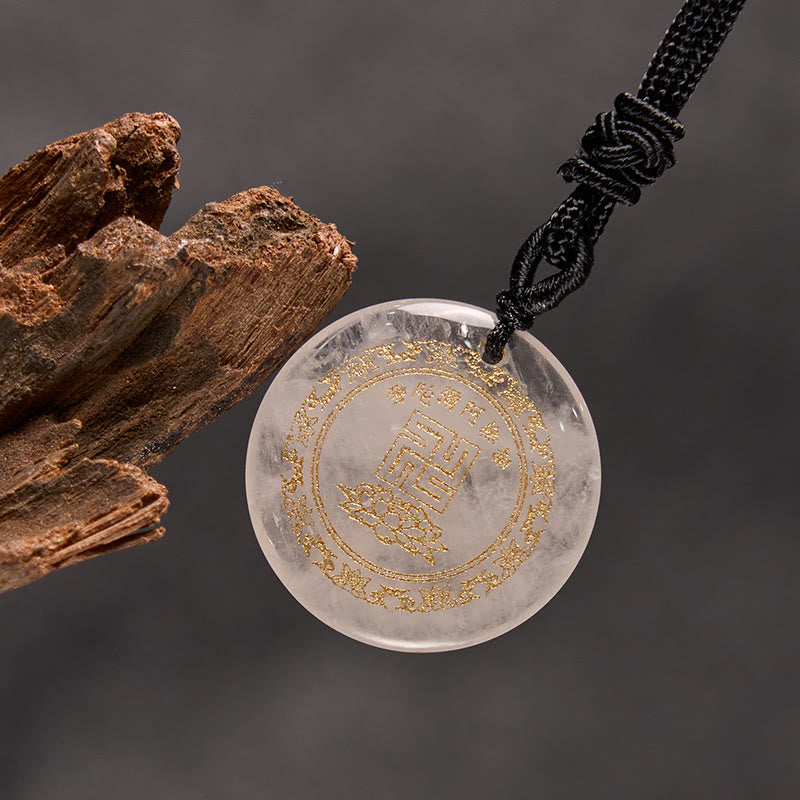 Swastika Lotus Pattern Natural Various Crystal Black Obsidian Purification Necklace Pendant - Image 7