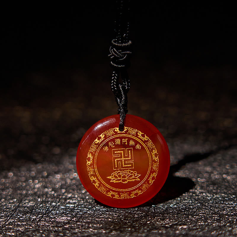 Swastika Lotus Pattern Natural Various Crystal Black Obsidian Purification Necklace Pendant - Image 26