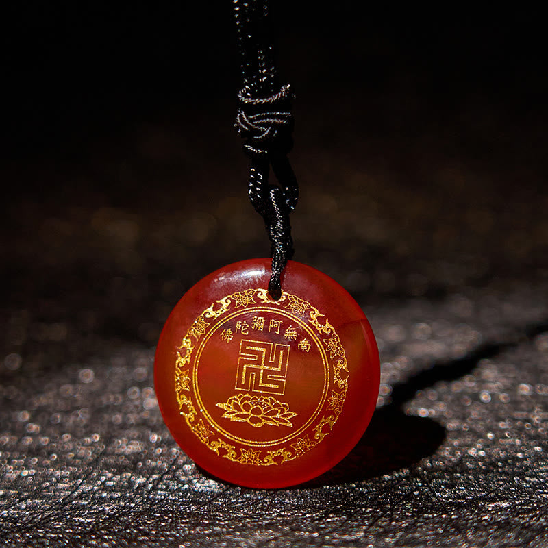 Swastika Lotus Pattern Natural Various Crystal Black Obsidian Purification Necklace Pendant - Image 27