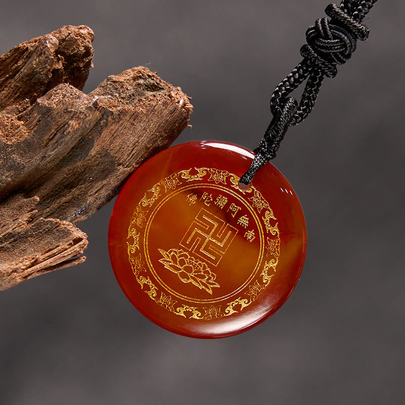 Swastika Lotus Pattern Natural Various Crystal Black Obsidian Purification Necklace Pendant - Image 28