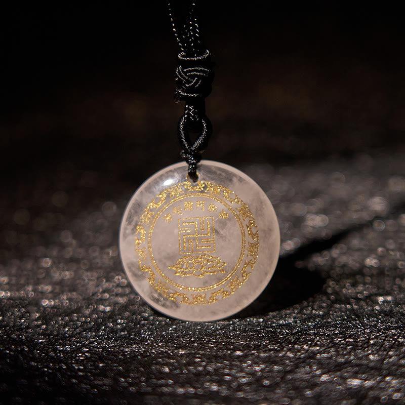 Swastika Lotus Pattern Natural Various Crystal Black Obsidian Purification Necklace Pendant - Image 6