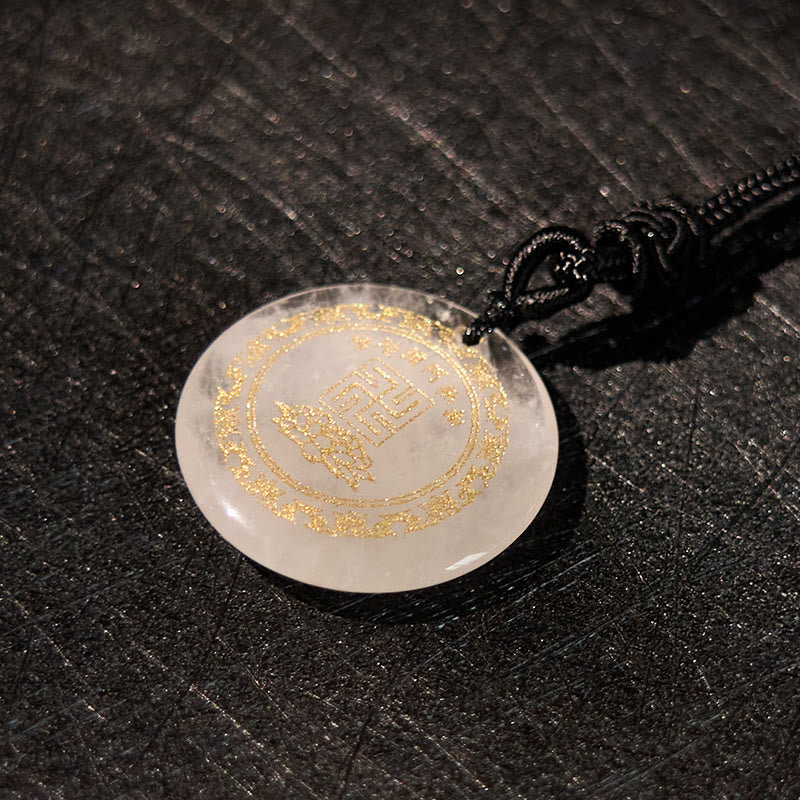 Swastika Lotus Pattern Natural Various Crystal Black Obsidian Purification Necklace Pendant - Image 8