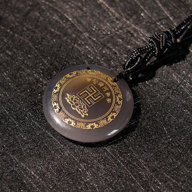 Swastika Lotus Pattern Natural Various Crystal Black Obsidian Purification Necklace Pendant - Image 35