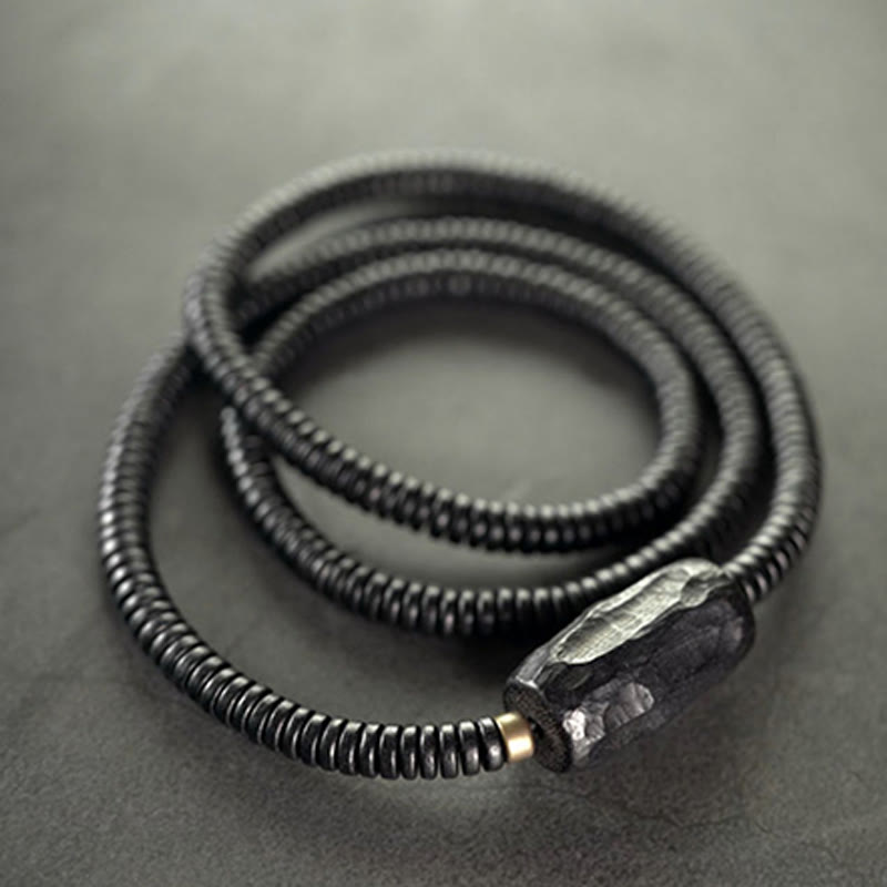 Ebony Wood Copper Brass Balance Triple Wrap Bracelet