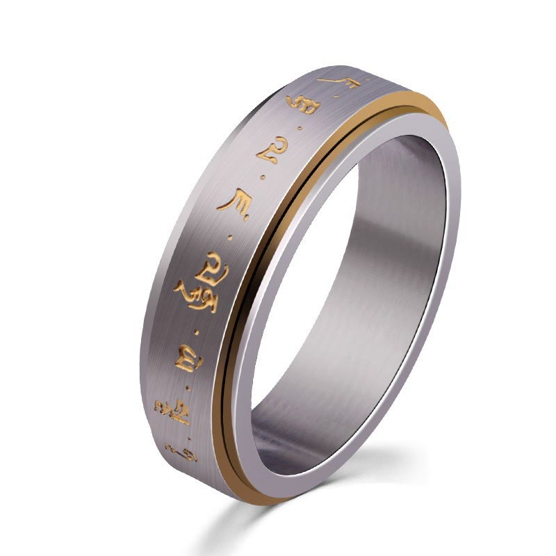 Tibetan Mantra Titanium Steel Balance Rotatable Ring - Image 7