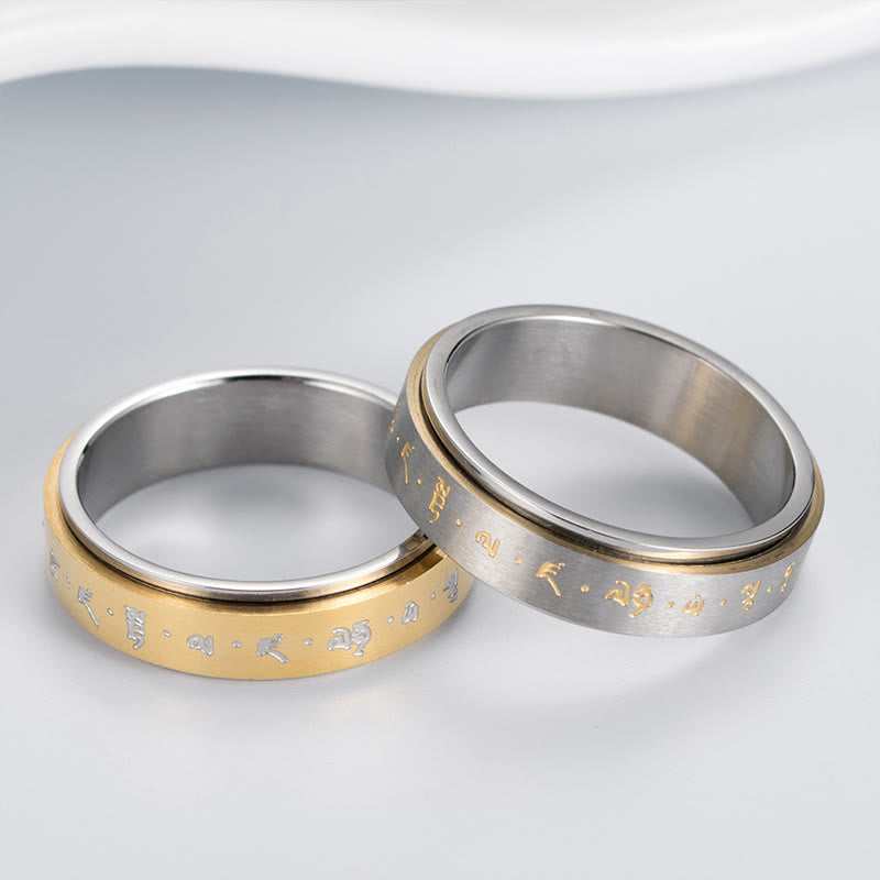 Tibetan Mantra Titanium Steel Balance Rotatable Ring - Image 17