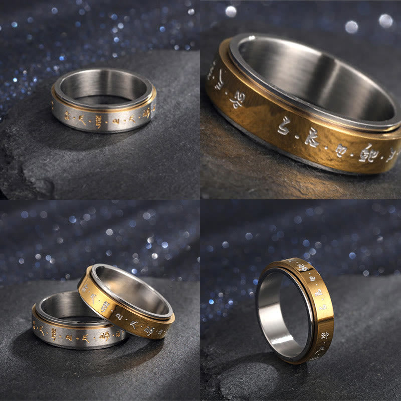 Tibetan Mantra Titanium Steel Balance Rotatable Ring - Image 18