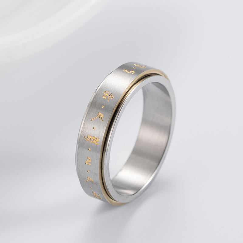 Tibetan Mantra Titanium Steel Balance Rotatable Ring - Image 5